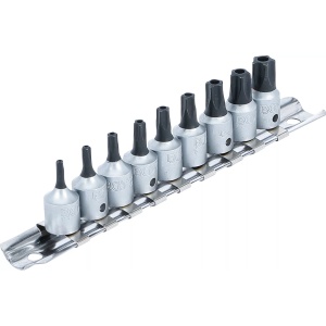 Set biti Torx Plus TS stea in 5 colturi cu gaura TS10-TS50, antrenare cu tubulara 1/4'', 9 piese, BGS 71020 - Img 2
