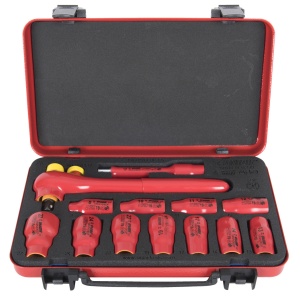Set capete chei tubulare 1/2" izolate la 1000 V in cutie metalica, Unior 619420