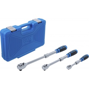 Set chei cu clichet reversibil extensibil 6,3 mm (1/4") - 10 mm (3/8") - 12,5 mm (1/2"), 3 piese, BGS 25123 - Img 1