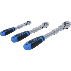 Set chei cu clichet reversibil extensibil, articulat 6,3 mm (1/4") - 10 mm (3/8") - 12,5 mm (1/2"),3 piese, BGS 25128 - Img 4