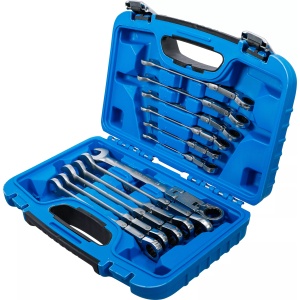 Set chei fixe cu inel clichet dublu arrticulat articulate 8 - 19 mm, 12 piese, BGS 6180 - Img 4
