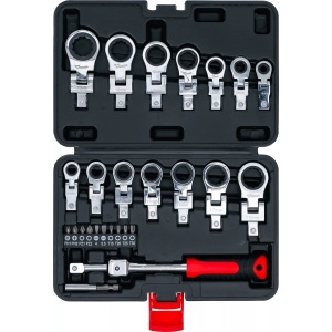 Set chei inelare cu clichet capete ataşabile 6 - 20 mm, set biţi, 27 piese, B-84529 - Img 5