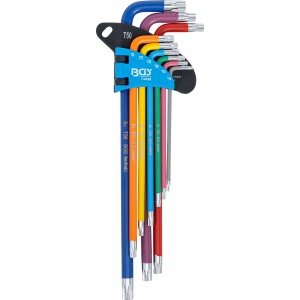 Set chei tip L multicoloră extra lungă profil T (pentru Torx) T10 - T50 9 piese - Img 2