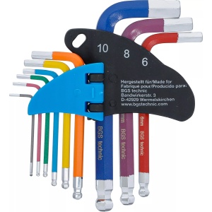 Set chei tip L multicoloră scurte hexagon interior, hexagon interior cu cap sferic 1,5 - 10 mm 9 piese - Img 3