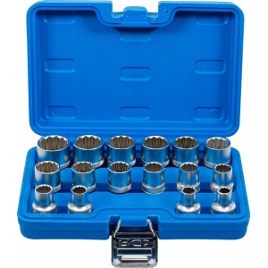 Set chei tubulare 8 - 24 mm in 12 colturi, antrenare 12,5 mm (1/2") ,16 piese, BGS 2226 - Img 1