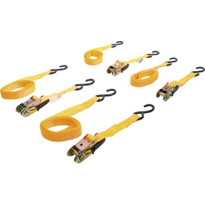 Set chingi de tensionare cu clichet si carlige de prindere, lungime 5 m x 25 mm, 4 piese, BGS DIY 6831 - Img 1