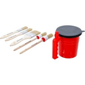 Set de pensule plate / rotunde, cu pahar pentru vopsea, 6 piese, BGS 76500 - Img 2