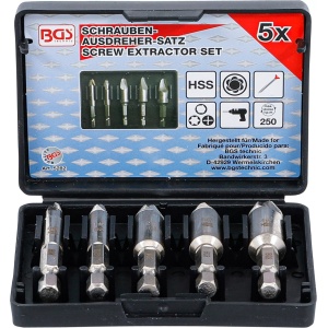 Set extractoare pentru suruburi cu cap in Cruce, Torx sau profil Hexagon, 5 piese, BGS 5282 - Img 1