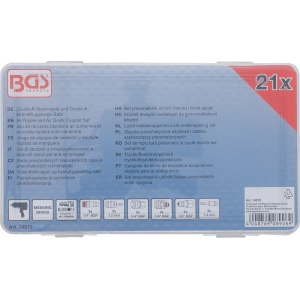 Set nipluri și cuple rapide pentru aer din alamă, 21 piese, BGS 74675 - Img 3
