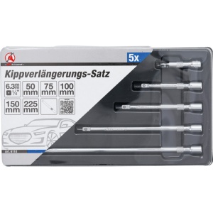 Set prelungitoare cu cap sferic cu antrenare 6,3 mm (1/4"), 5 piese, BGS DIY 6110 - Img 2