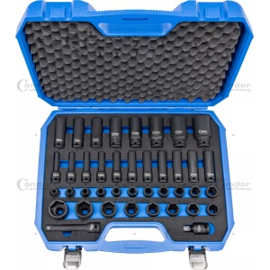 Set tubulare de impact 8-32 mm, profil hexagon, antrenare 1/2", 40 piese, Condor 1040