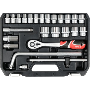 Trusa cu tubulare recomandata pentru ateliere de lucru, antrenare 1/2", 25 piese, Yato YT-38741