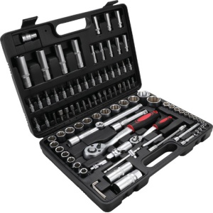 Trusa scule cu clicketi, biti si tubulare, antrenare 6,3 mm (1/4") / 12,5 mm (1/2"), 94 piese, BGS DIY 2296 - Img 3