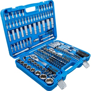 Trusa tubulare in Inch, cu 3 clicketi 1/4'' + 3/8'' + 1/2'', biti combinati, 192 piese, BGS 2245 - Img 5