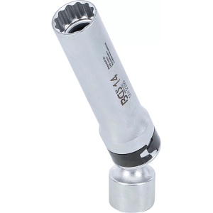 Cheie pentru bujii 14mm articulata in 12 colturi, antrenare 3/8", lungime 10 mm, BGS 2390 - Img 2