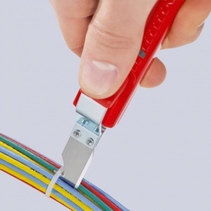 Dispozitiv de dezizolat pentru cabluri electrice rotunde, lungime 130 mm, Knipex 162016SB - Img 3