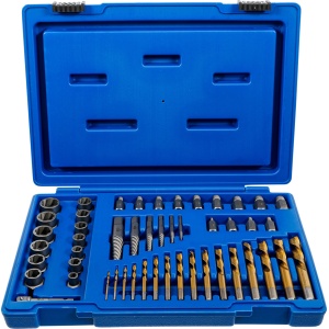 Extractor şuruburi şi piuliţe cu set burghie pe stânga, 2 - 18 mm, 49 piese, BGS 70329