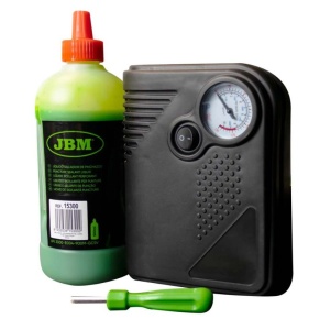 Kit de reparatie pentru anvelope, solutie si compresor de aer, JBM 54013