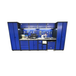 Mobilier pentru atelier cu blat din otel inoxidabil, lungime 3.72 m, Garage Meister 53569