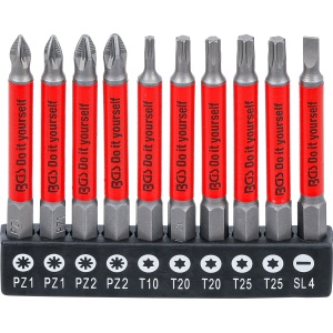 Set biţi antialunecare, magnetici, 70 mm, 10 piese, BGS DIY 4831 - Img 1