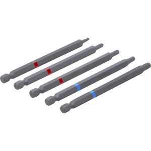 Set biţi, Antrenare hexagon exterior 6,3 mm (1/4"), Hexagon interior, Profil T (pentru Torx), Lungime 110 mm, 5 piese, BGS DIY 4836 - Img 2