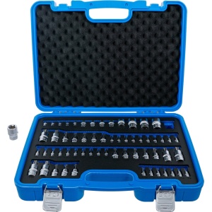 Set biţi şi set capete chei tubulare Profil E / Profil T (pentru Torx) / Profil T (pentru Torx) cu gaură / Profil TP (pentru Torx Plus), 60 piese, BGS 5135
