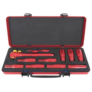 Set capete chei tubulare lungi izolate de 1/2 " in cutie metalica, Unior 625166