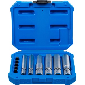Set chei articulate 8 - 9 - 10 - 12 - 14 - 16 mm pentru bujii incandescente / bujii cu scânteie, actionare 1/4", 3/8", 11 piese piese, BGS 80000 - Img 1