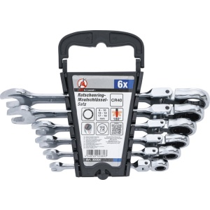 Set chei combinate cu clichet 8 - 19 mm cu capete flexibile, 6 piese, BGS DIY 30004 - Img 1
