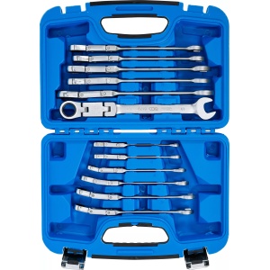 Set chei fixe cu inel clichet dublu arrticulat articulate 8 - 19 mm, 12 piese, BGS 6180 - Img 5