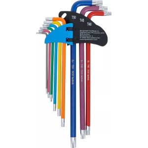 Set chei tip L multicoloră extra lungă profil T (pentru Torx) T10 - T50 9 piese - Img 3