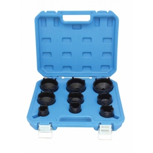 Set chei tubulare cu 4 pini pentru piulite canelate KM4 - KM12, 9 piese, Satra S-9GNS