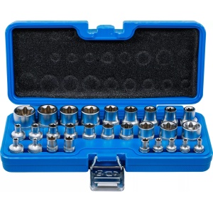 Set chei tubulare E-uri E4 - E24, antrenare 1/4" - 3/8'' - 1/2", 28 piese, BGS 70099 - Img 1