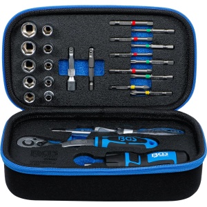 Set chei tubulare si biti, actionare 6,3 mm (1/4"),| 26 piese, BGS 2098