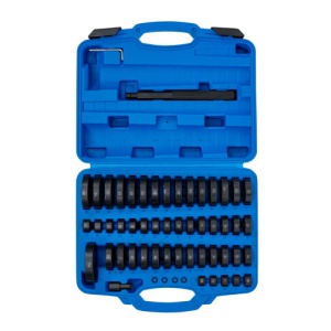 Set flanse pentru inlocuit rulmenti si simeringuri, dimensiuni 18-65 mm + 74mm x Ø 12 mm, 52 piese, BGS 8467 - Img 3