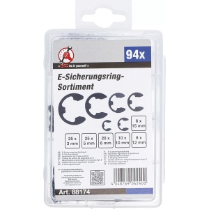 Set inele de siguranţa tip E 3 - 15 mm | 94 piese, BGS DIY 88174 - Img 3