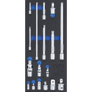 Set prelungitoare, adaptoare şi articulaţii cardanice,17 piese, BGS 4144