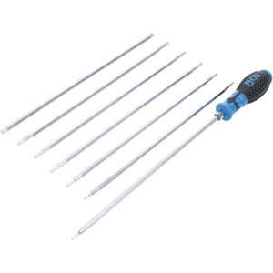 Set şurubelniţe cu capete interschimbabile, profil T (pentru Torx), profil T (pentru Torx Plus) cu gaura, 8 piese, BGS 2326