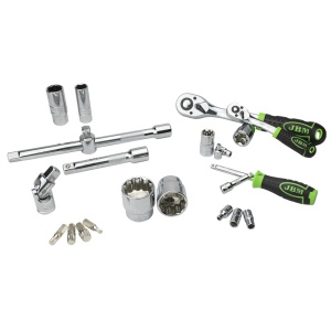 Trusa de tubulare cu 12 colturi, clicketi si prelungitoare, 113 piese, JBM 54047 - Img 6
