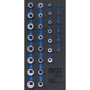 Echipare pentru dulap 1/3, set tubulare in 12 pct. 1/4'' si 1/2'', BGS 4056