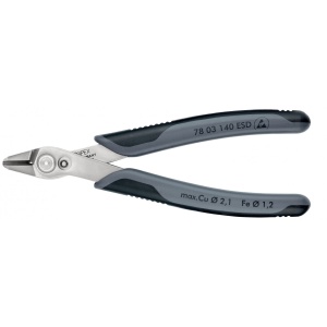 Electronic Super Knips® XL ESD Sfic de precizie Ø 0,2 – 2,1 mm, manşoane multicomponent, lungime 140 mm, Knipex 7803140ESD - Img 1