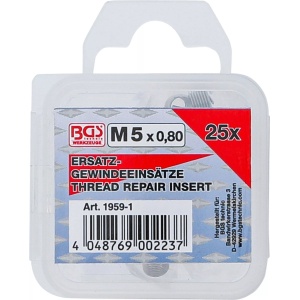 Insertii Helicoil pentru reparatii filete M5x0.8, 25 piese, BGS 1959-1 - Img 3