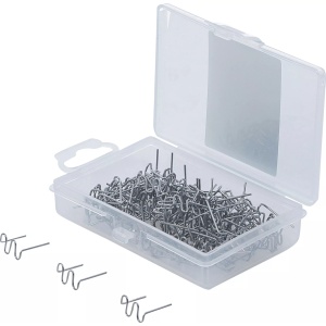 Set agrafe pentru reparatii piese din plastic Tip W, grosime fir Ø 0.8 mm, 100 piese, BGS 873-7 - Img 1