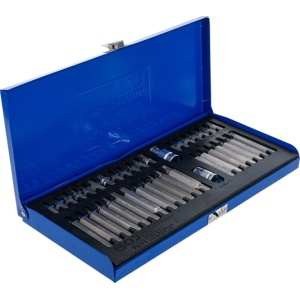 Set biti combinati, Imbus, Torx, Spline(XZN), antrenare 3/8" + 1/2", 40 piese, BGS 7071 - Img 3