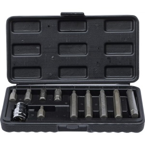 Set biti M-uri (Spline XZN) M5 - M6 - M8 - M10 - M12 + 1 adaptor 10 mm cu antrenare 1/2", 11 piese, BGS DIY 5030