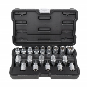 Set biti Torx T20-T70 si tubulare profil E-type E10-E24, antrenare 1/2", 19 piese, JBM 54266