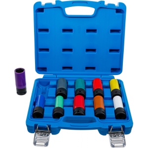 Set capete cheie de impact cu protectie 12,5 mm (1/2") 15 - 24 mm şi şuruburi de roti speciale 10 piese , BGS 7311 - Img 1