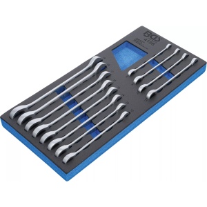Set chei combinate cu clichet 8 - 19 mm in suport organizator 44929 pentru dulap de scule mobil, 12 piese, BGS 4196 - Img 2