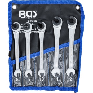 Set chei combinate cu clichet pentru conducte: 8 - 9 - 10 - 11 - 12 mm, 5 piese, BGS 30836