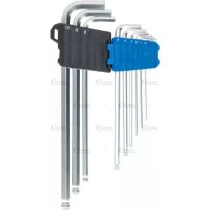Set chei în L, 9 bucăți, lung, dușă hexagonală 1,5-10 mm, Condor 1121-1 - Img 2